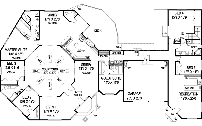 Prairie House Plan First Floor - Octavio Mediterranean Home 085D-0769 - Shop House Plans and More