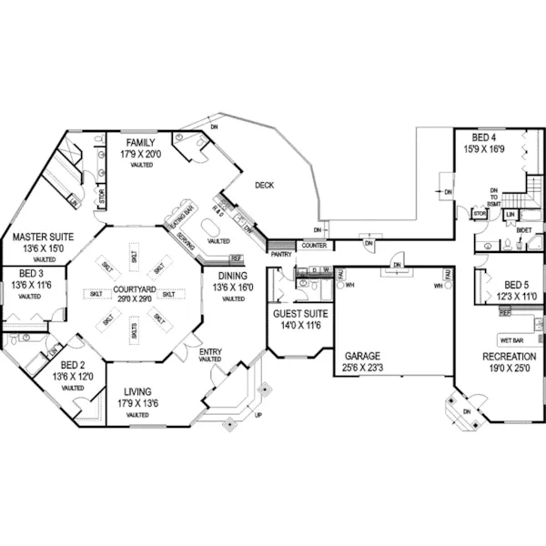 Contemporary House Plan First Floor - Octavio Mediterranean Home 085D-0769 - Shop House Plans and More