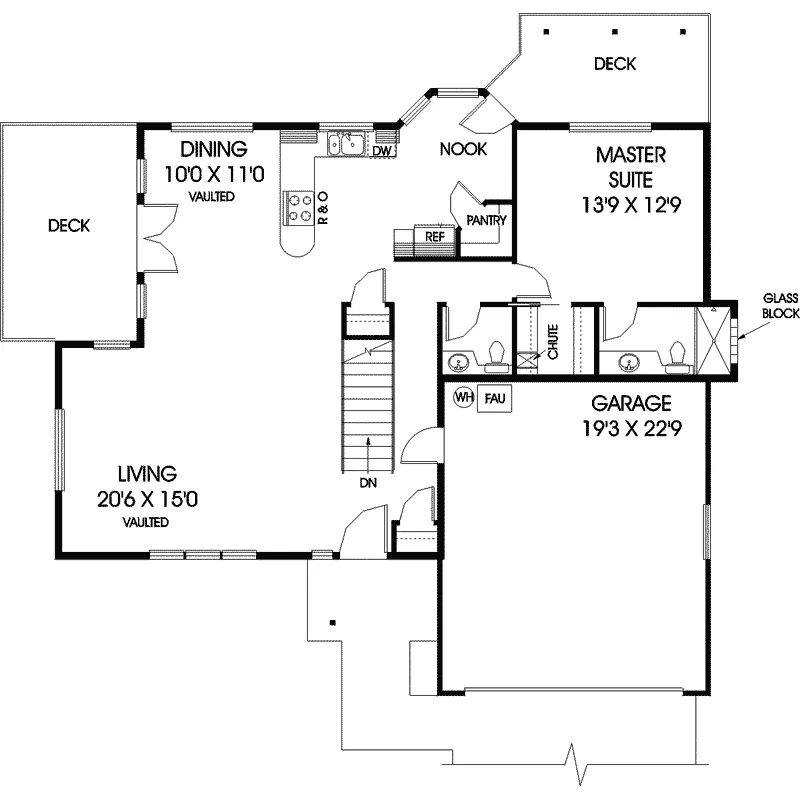 Ranch House Plan First Floor - Elmbank Ranch Home 085D-0770 - Search House Plans and More