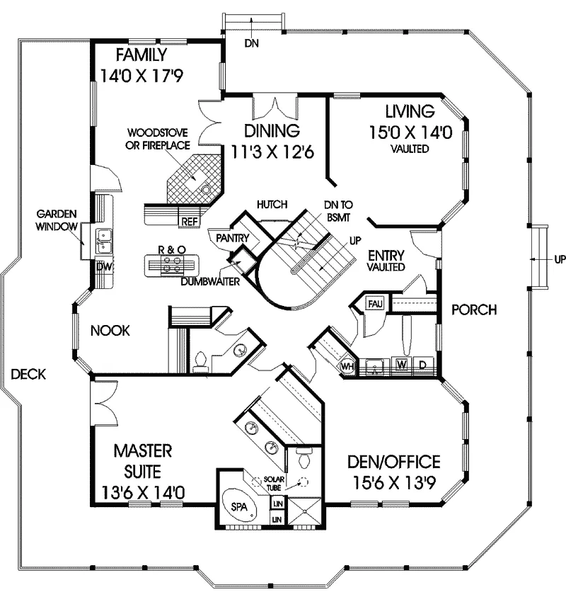Country House Plan First Floor - Colchester Ridge Rustic Home 085D-0773 - Search House Plans and More