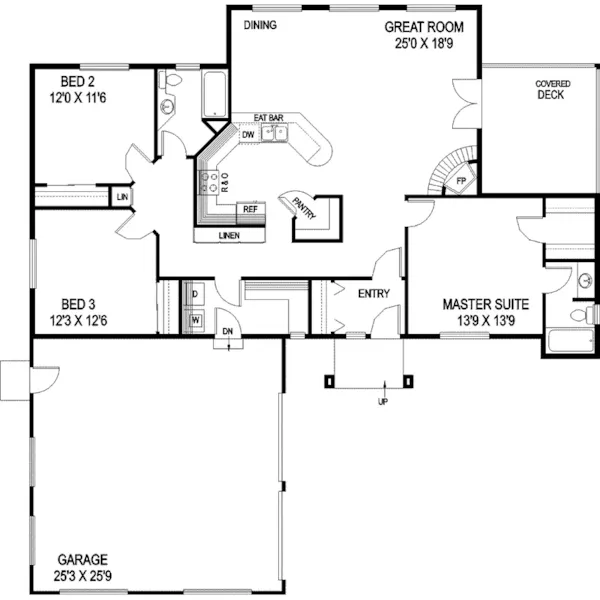 Ranch House Plan First Floor - Ramsey Place Ranch Home 085D-0776 - Shop House Plans and More