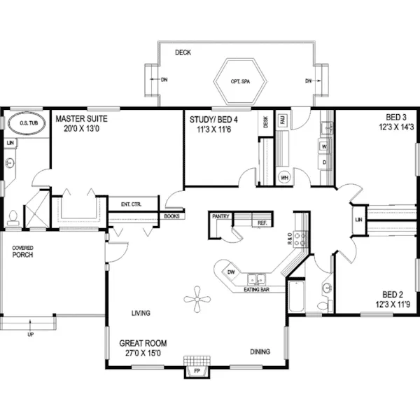 Vacation House Plan First Floor - Lockhart Peak Rustic Home 085D-0777 - Shop House Plans and More