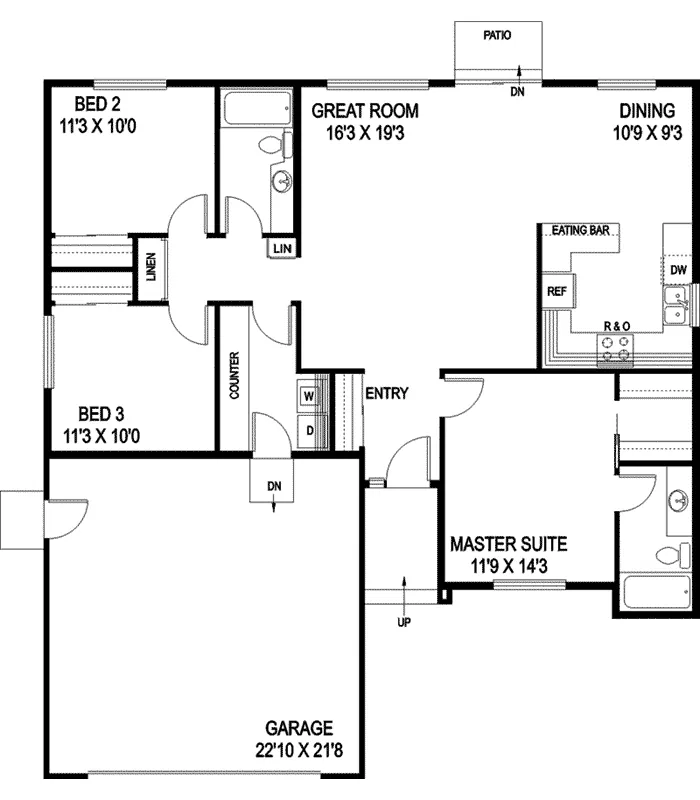 Traditional House Plan First Floor - Woodshire Ranch Home 085D-0780 - Shop House Plans and More
