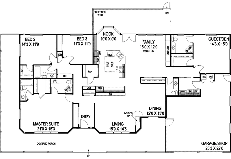 Traditional House Plan First Floor - Corsicana Park Ranch Home 085D-0781 - Search House Plans and More