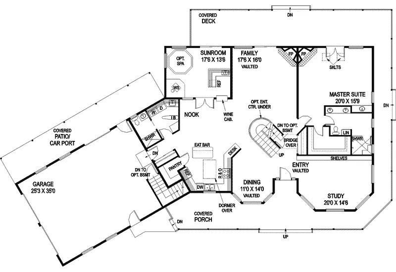 Bungalow House Plan First Floor - Weber Terrace Rustic Luxury Home 085D-0783 - Shop House Plans and More