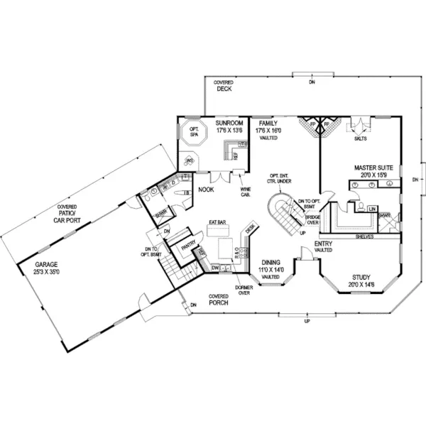 Contemporary House Plan First Floor - Weber Terrace Rustic Luxury Home 085D-0783 - Shop House Plans and More