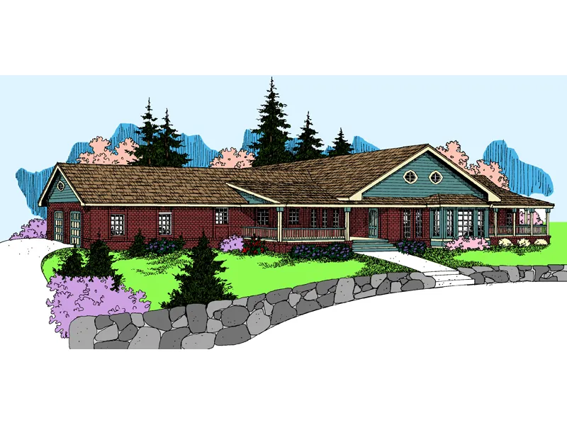 Traditional House Plan Front of Home - Baden Pond Country Home 085D-0794 - Search House Plans and More