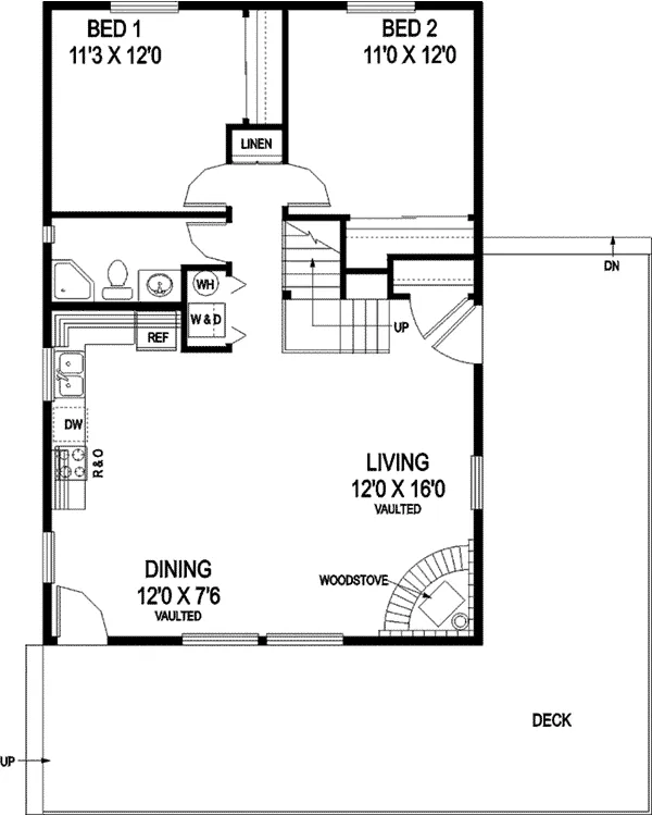 Contemporary House Plan First Floor - Shadywood Cabin Home 085D-0795 - Shop House Plans and More