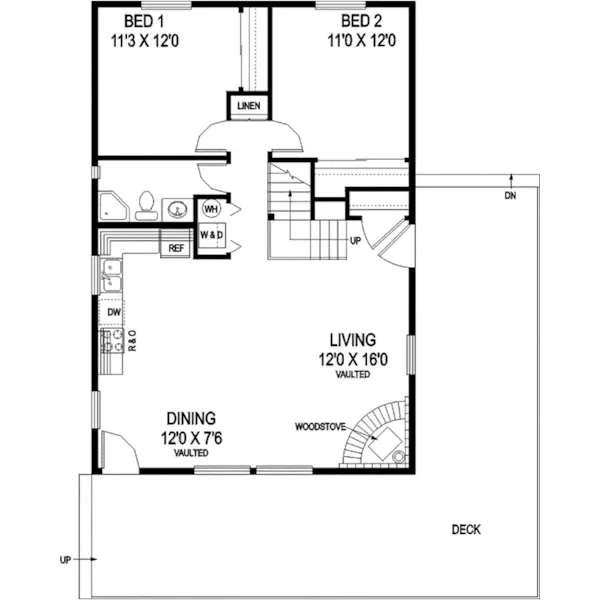 Vacation House Plan First Floor - Shadywood Cabin Home 085D-0795 - Shop House Plans and More