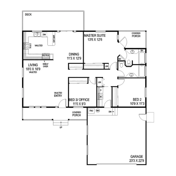 Contemporary House Plan First Floor - Ravenwood Manor Ranch Home 085D-0800 - Shop House Plans and More