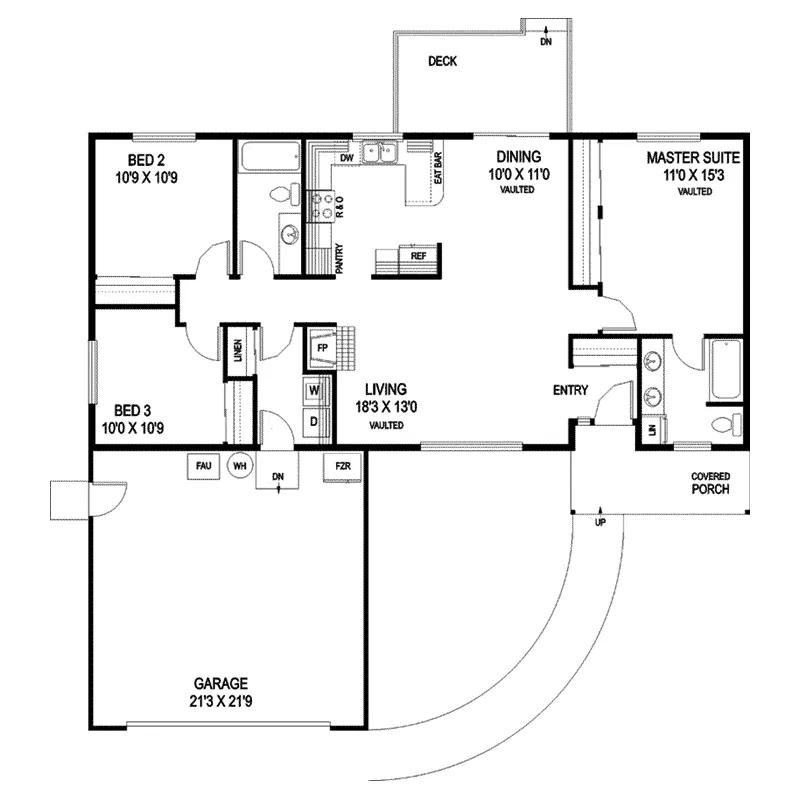 Traditional House Plan First Floor - Foxspur Traditional Ranch Home 085D-0804 - Search House Plans and More