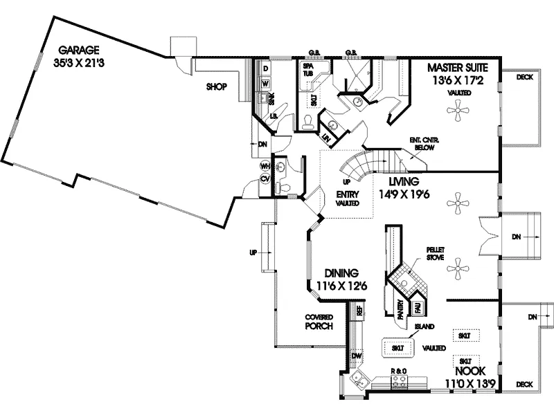 Farmhouse Plan First Floor - Dunnegan Spring Traditional Home 085D-0808 - Search House Plans and More