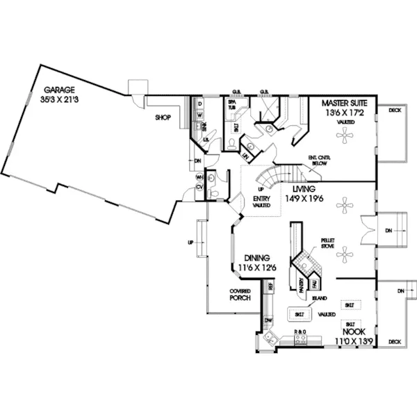 Traditional House Plan First Floor - Dunnegan Spring Traditional Home 085D-0808 - Search House Plans and More