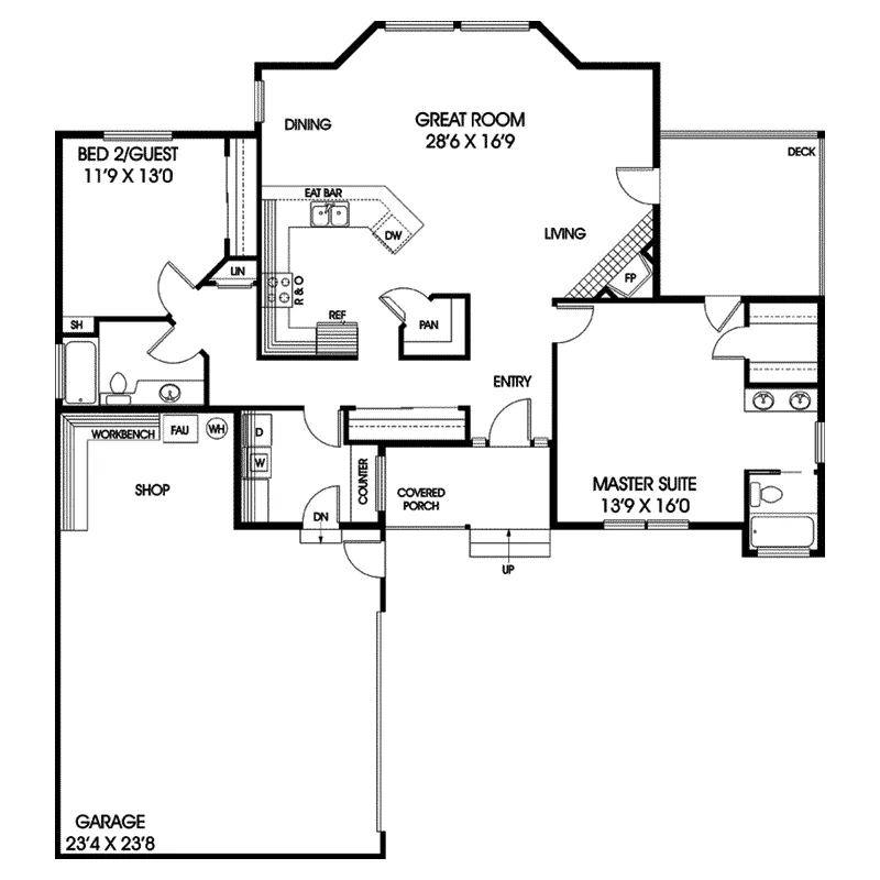 Traditional House Plan First Floor - Greenmar Ranch Home 085D-0809 - Search House Plans and More