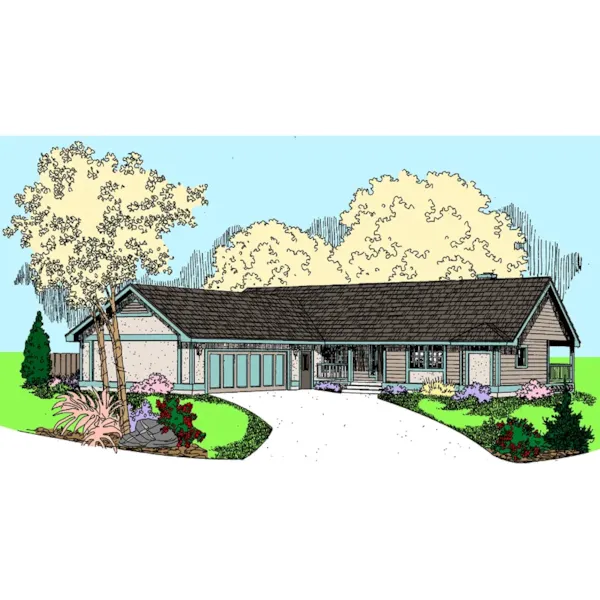 Traditional House Plan Front of Home - Greenmar Ranch Home 085D-0809 - Search House Plans and More