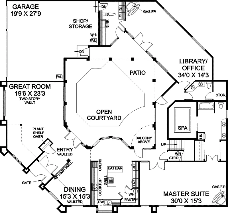Spanish House Plan First Floor - Filderstadt Adobe Style Home 085D-0810 - Search House Plans and More