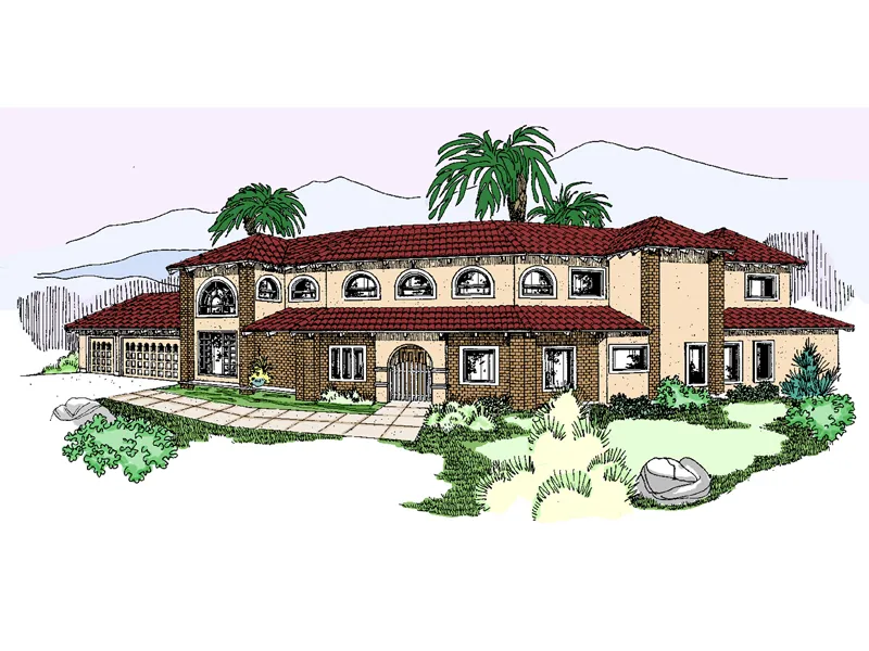 Spanish House Plan Front of Home - Filderstadt Adobe Style Home 085D-0810 - Search House Plans and More