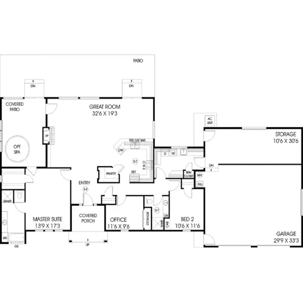 Southwestern House Plan First Floor - Greenleaf Ranch Home 085D-0811 - Search House Plans and More