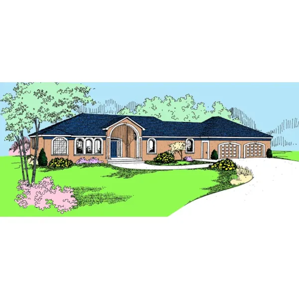 Southwestern House Plan Front of Home - Greenleaf Ranch Home 085D-0811 - Search House Plans and More