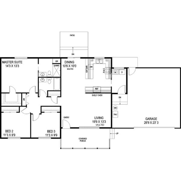 Ranch House Plan First Floor - Udall Ranch Home 085D-0813 - Shop House Plans and More