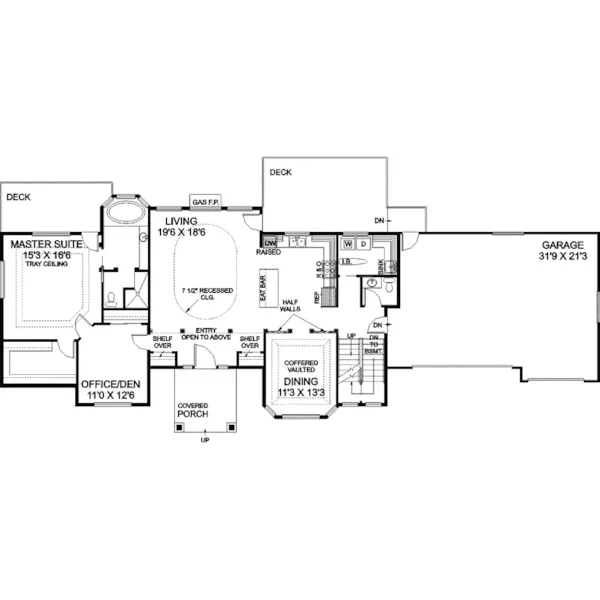 European House Plan First Floor - Sayre Woods Mountain Home 085D-0816 - Shop House Plans and More