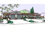 Ranch House Plan Front of Home - Galewood Ranch Triplex 085D-0817 - Search House Plans and More
