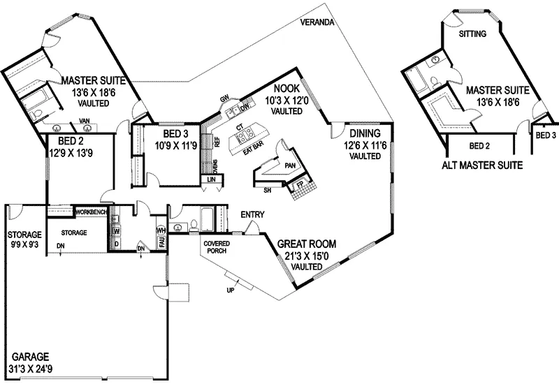 Contemporary House Plan First Floor - Ashburnham Contemporary Home 085D-0818 - Search House Plans and More