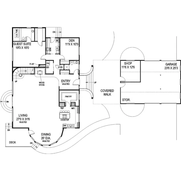 Contemporary House Plan First Floor - Campton Ridge Modern Home 085D-0820 - Search House Plans and More