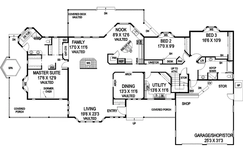 Country House Plan First Floor - Ridley Park Luxury Ranch Home 085D-0821 - Shop House Plans and More