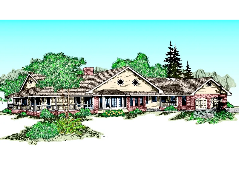 Country House Plan Front of Home - Ridley Park Luxury Ranch Home 085D-0821 - Shop House Plans and More