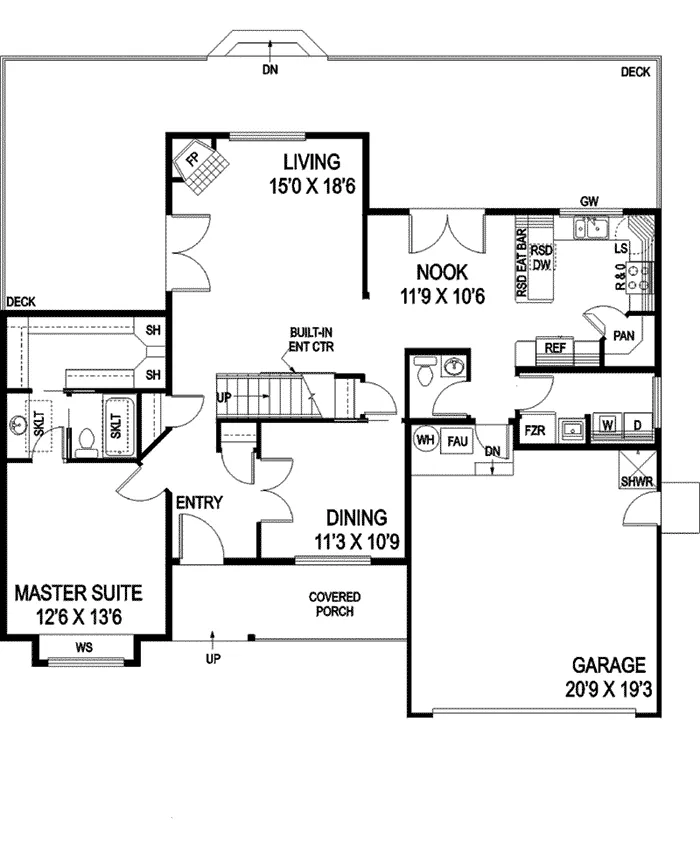 Bungalow House Plan First Floor - Huntcliff Bungalow Home 085D-0822 - Search House Plans and More