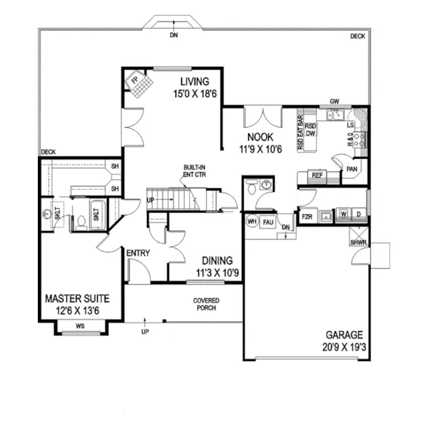 Bungalow House Plan First Floor - Huntcliff Bungalow Home 085D-0822 - Search House Plans and More