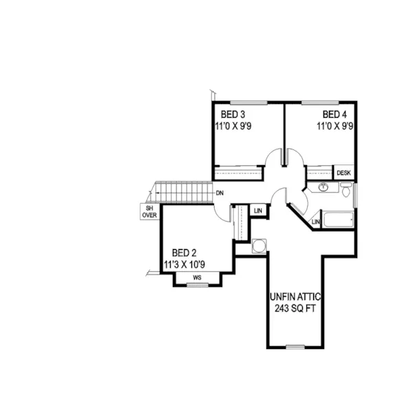 Bungalow House Plan Second Floor - Huntcliff Bungalow Home 085D-0822 - Search House Plans and More