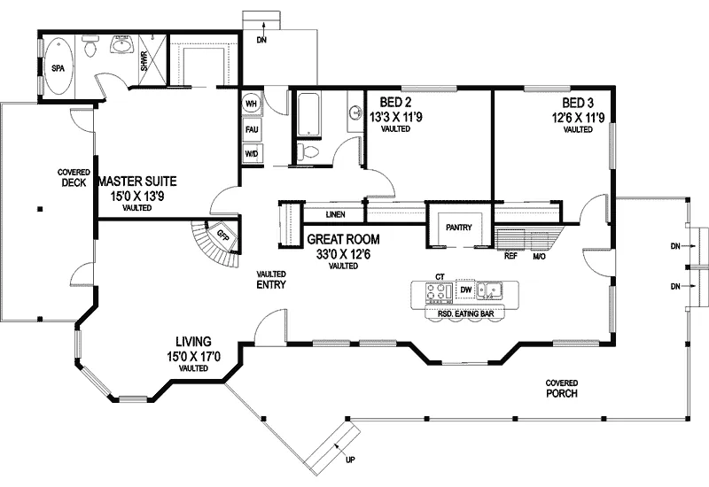 Contemporary House Plan First Floor - Robinson Country Ranch Home 085D-0824 - Shop House Plans and More
