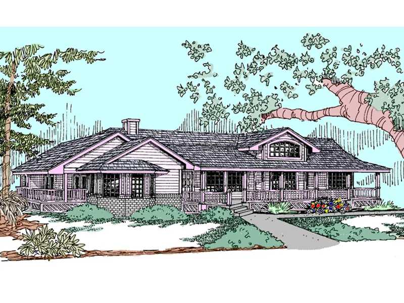 Contemporary House Plan Front of Home - Robinson Country Ranch Home 085D-0824 - Shop House Plans and More