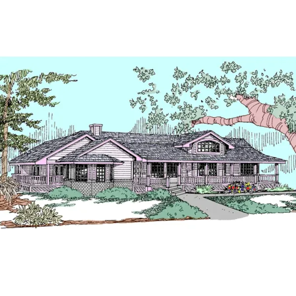 Contemporary House Plan Front of Home - Robinson Country Ranch Home 085D-0824 - Shop House Plans and More