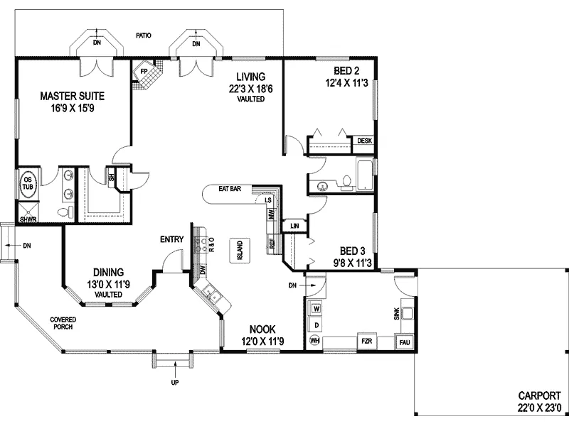 Ranch House Plan First Floor - Rhodes Ridge Country Home 085D-0825 - Shop House Plans and More