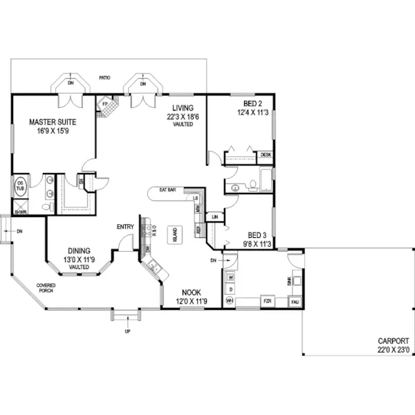 Ranch House Plan First Floor - Rhodes Ridge Country Home 085D-0825 - Shop House Plans and More