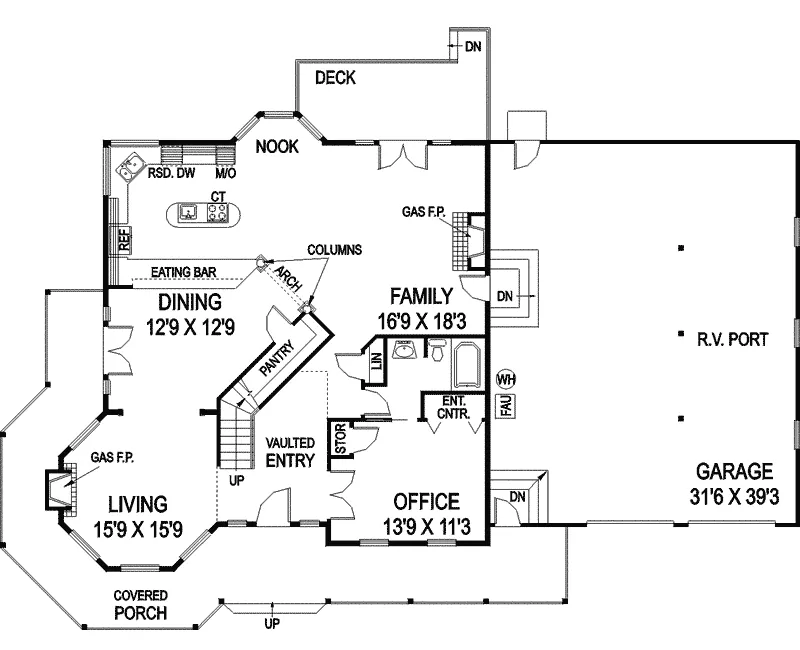 Traditional House Plan First Floor - Sunhill Victorian Home 085D-0826 - Shop House Plans and More