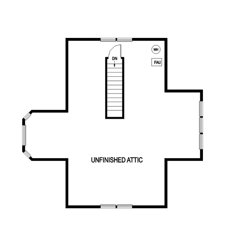 Tudor House Plan Attic Floor Plan - Turkey Mill Tudor Home 085D-0828 - Shop House Plans and More