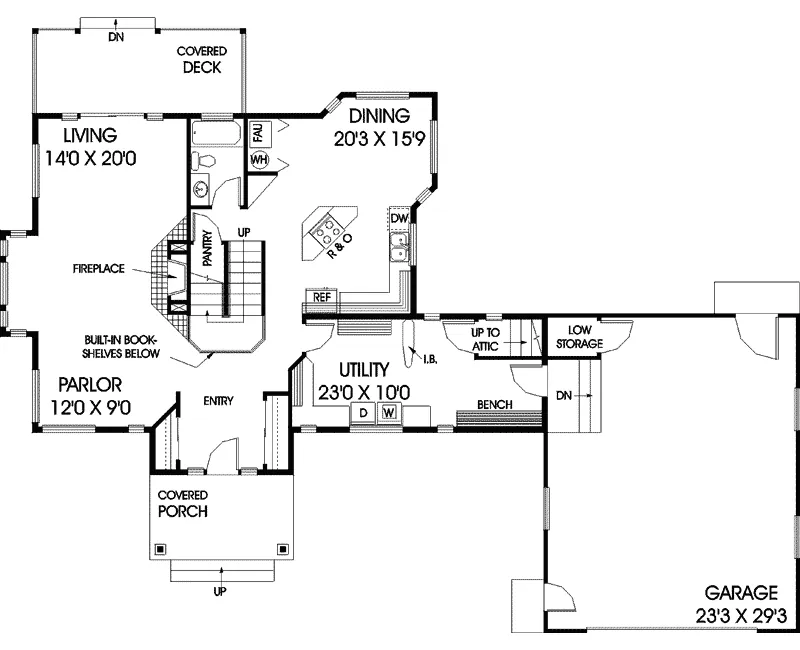 Traditional House Plan First Floor - Scofield Valley Craftsman Home 085D-0831 - Shop House Plans and More