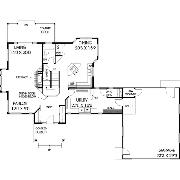 Craftsman House Plan First Floor - Scofield Valley Craftsman Home 085D-0831 - Shop House Plans and More