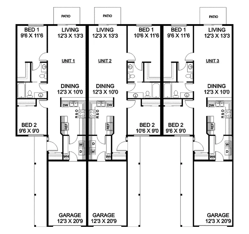 Traditional House Plan First Floor - Callahan Creek Ranch Triplex 085D-0833 - Search House Plans and More