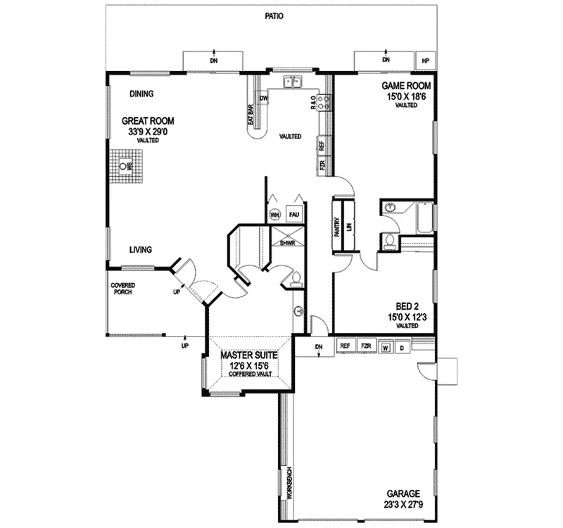 Ranch House Plan First Floor - Rockmann Ranch Home 085D-0834 - Shop House Plans and More