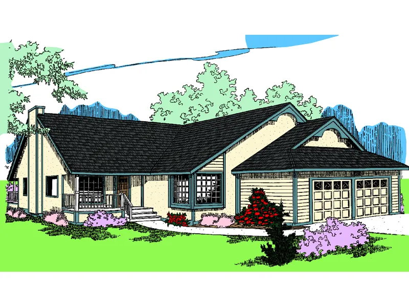 Ranch House Plan Front of Home - Rockmann Ranch Home 085D-0834 - Shop House Plans and More