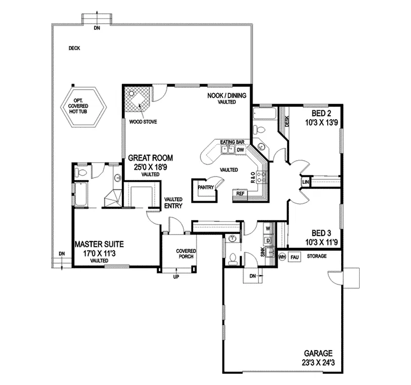 Mountain House Plan First Floor - Burke Country Home 085D-0835 - Search House Plans and More