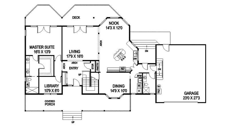 Farmhouse Plan First Floor - Dutton Inlet Vacation Home 085D-0838 - Search House Plans and More