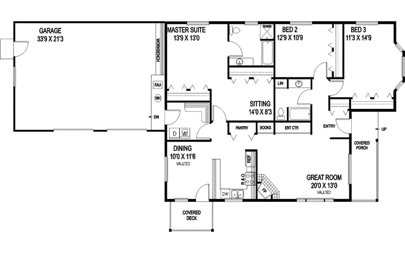 Country House Plan First Floor - Greendale Traditional Ranch Home 085D-0841 - Search House Plans and More