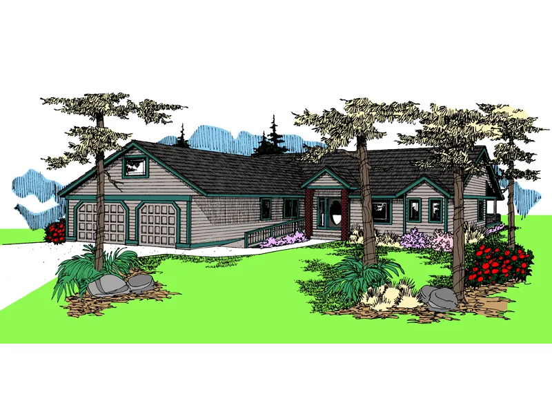 Ranch House Plan Front of Home - Cornell Creek Ranch Home 085D-0842 - Search House Plans and More
