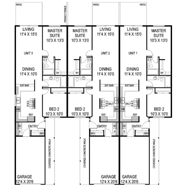 Country House Plan First Floor - Landsberg Triplex Multi-Family 085D-0843 - Shop House Plans and More